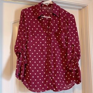 Express slim fit red dot blouse small